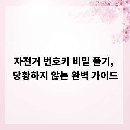 자전거 번호키 비밀 풀기, 당황하지 않는 완벽 가이드