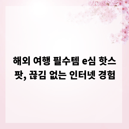해외 여행 필수템 e심 핫스팟, 끊김 없는 인터넷 경험