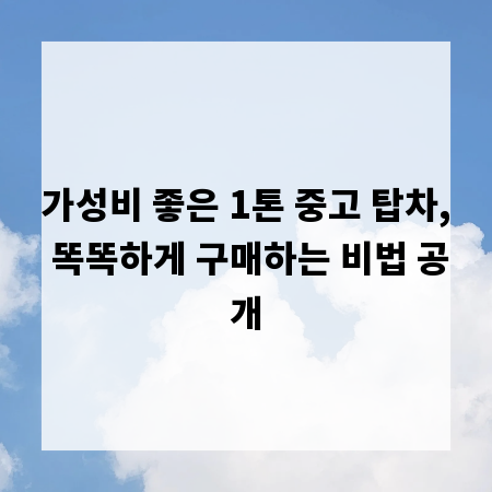 가성비 좋은 1톤 중고 탑차, 똑똑하게 구매하는 비법 공개