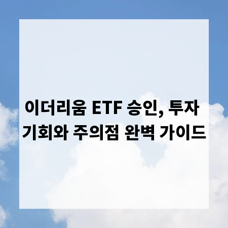 이더리움 ETF 승인, 투자 기회와 주의점 완벽 가이드