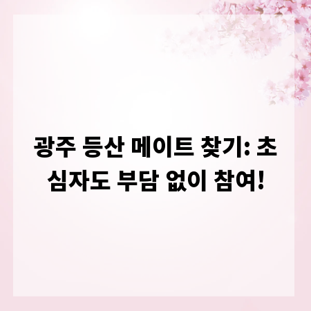 광주 등산 메이트 찾기: 초심자도 부담 없이 참여!