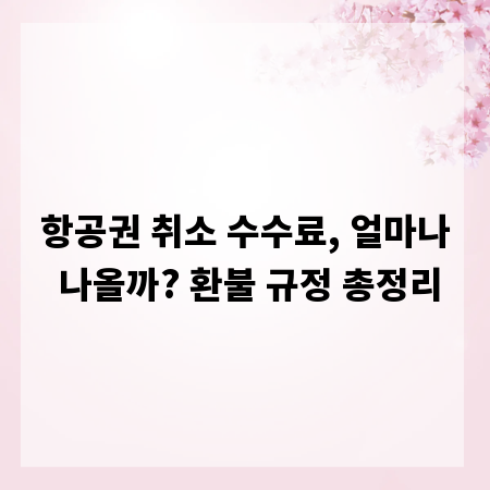 항공권 취소 수수료, 얼마나 나올까? 환불 규정 총정리