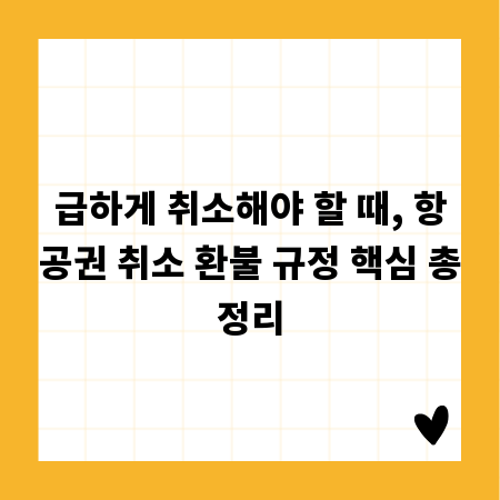 급하게 취소해야 할 때, 항공권 취소 환불 규정 핵심 총정리