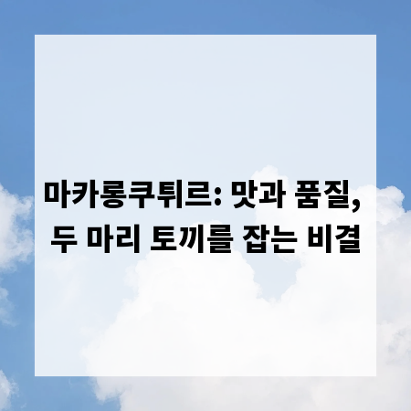 마카롱쿠튀르: 맛과 품질, 두 마리 토끼를 잡는 비결