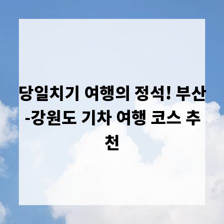 당일치기 여행의 정석! 부산-강원도 기차 여행 코스 추천