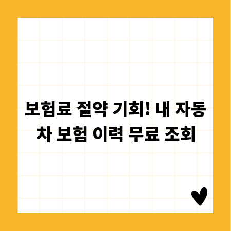 보험료 절약 기회! 내 자동차 보험 이력 무료 조회