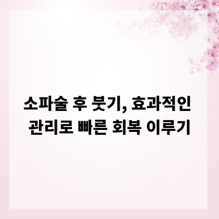 소파술 후 붓기, 효과적인 관리로 빠른 회복 이루기