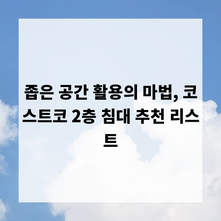 좁은 공간 활용의 마법, 코스트코 2층 침대 추천 리스트