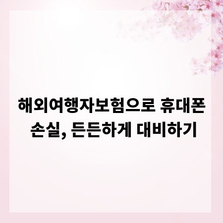 해외여행자보험으로 휴대폰 손실, 든든하게 대비하기