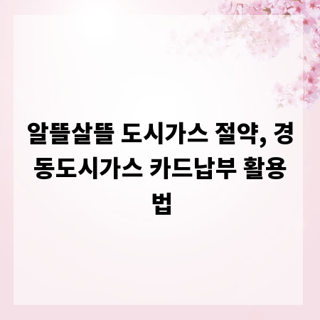 알뜰살뜰 도시가스 절약, 경동도시가스 카드납부 활용법