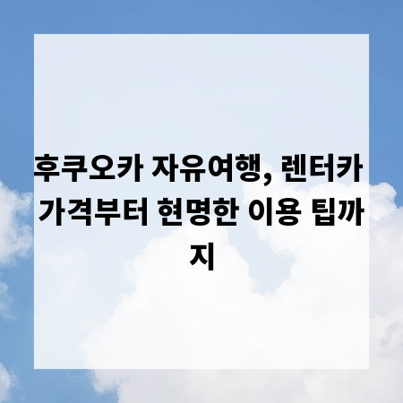 후쿠오카 자유여행, 렌터카 가격부터 현명한 이용 팁까지