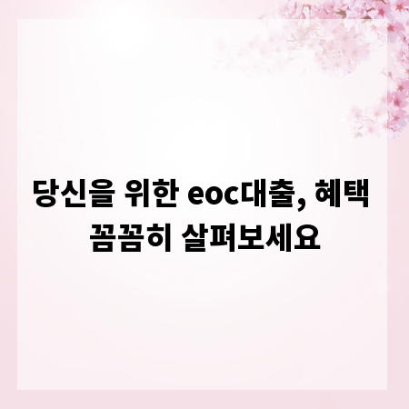 당신을 위한 eoc대출, 혜택 꼼꼼히 살펴보세요