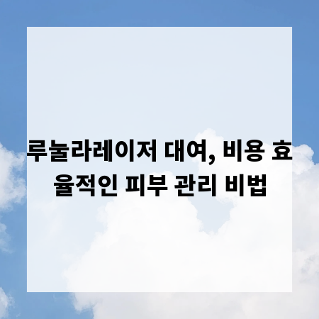 루눌라레이저 대여, 비용 효율적인 피부 관리 비법