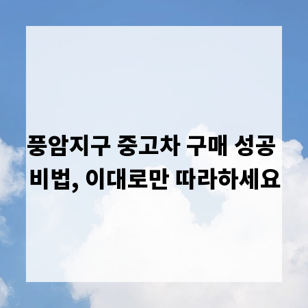 풍암지구 중고차 구매 성공 비법, 이대로만 따라하세요