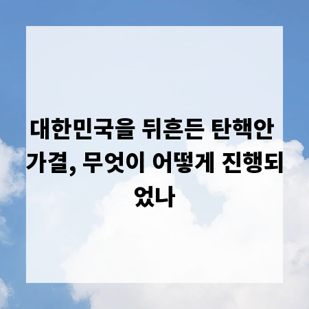 대한민국을 뒤흔든 탄핵안 가결, 무엇이 어떻게 진행되었나