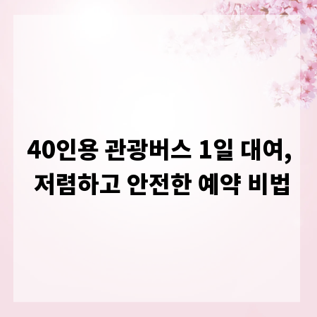 40인용 관광버스 1일 대여, 저렴하고 안전한 예약 비법