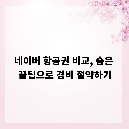 네이버 항공권 비교, 숨은 꿀팁으로 경비 절약하기