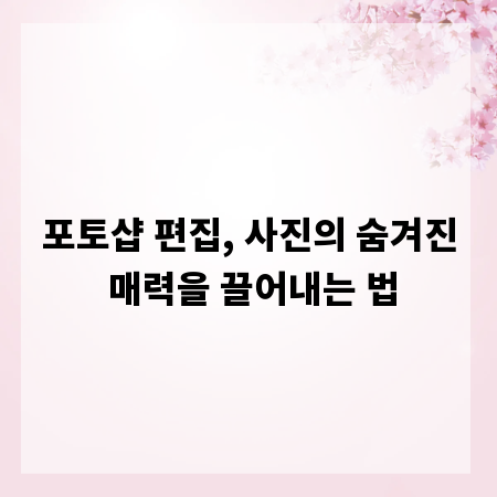 포토샵 편집, 사진의 숨겨진 매력을 끌어내는 법