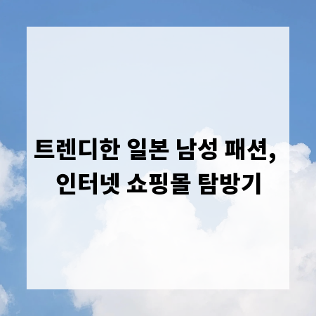 트렌디한 일본 남성 패션, 인터넷 쇼핑몰 탐방기