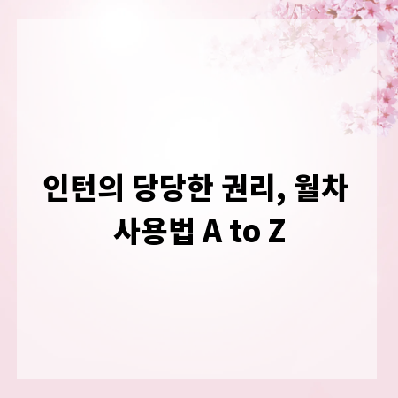 인턴의 당당한 권리, 월차 사용법 A to Z