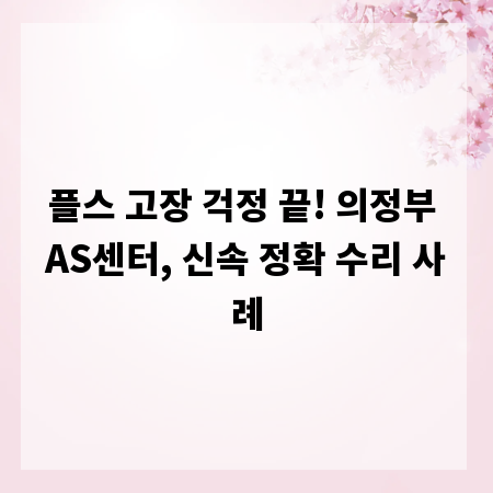 플스 고장 걱정 끝! 의정부 AS센터, 신속 정확 수리 사례