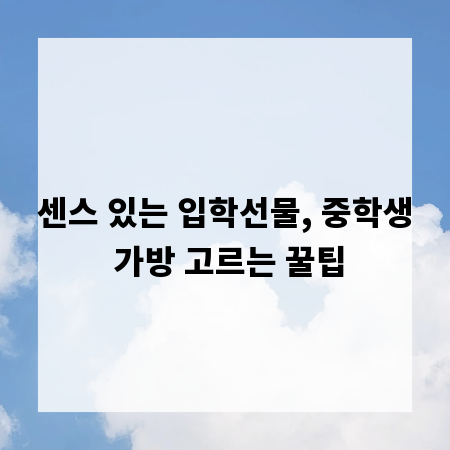 센스 있는 입학선물, 중학생 가방 고르는 꿀팁