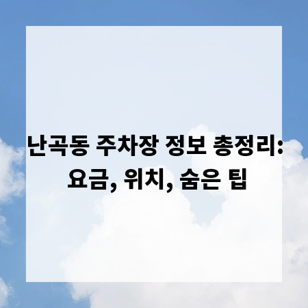 난곡동 주차장 정보 총정리: 요금, 위치, 숨은 팁