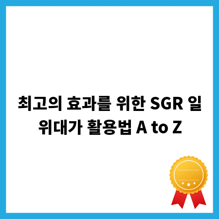 최고의 효과를 위한 SGR 일위대가 활용법 A to Z